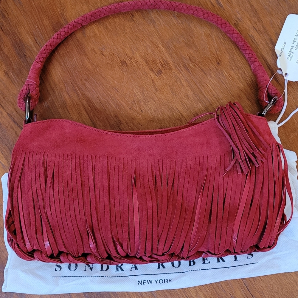 Sondra Roberts Red Fringe Bag